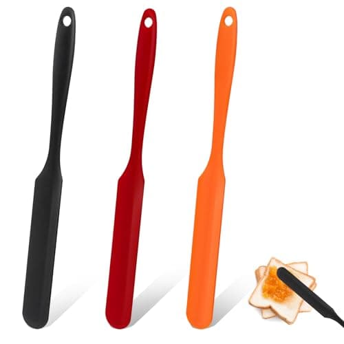 Image of 3pcs Jar Spatula, Silicone Jar Spatula Heat Resistant Kitchen Spatulas with Long Handle, Jam Spreader Cake Cream Butter Spatulas Mixing Batter Scraper for Jars Baking Cake Icing