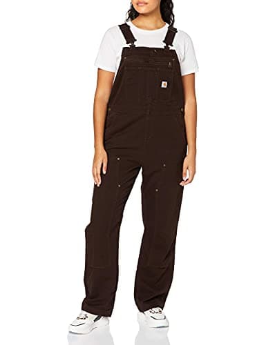 Image of Carhartt, Women's, Rugged Flex® Loose Fit Canvas Bib Overall, Dark Brown, S