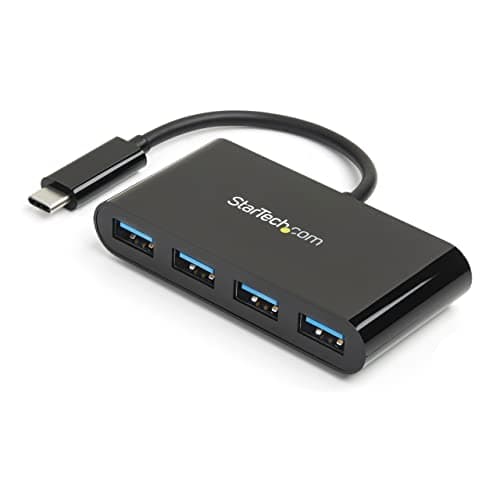 Image of StarTech.com 4-Port USB-C Hub - Portable USB-C to 4x USB-A Hub - Bus-Powered USB 3.1 Gen 1 Type-C Hub - USB 3.0 Port Expander (HB30C4AB), Black, 15.2mm x 40.6mm x 78.7mm