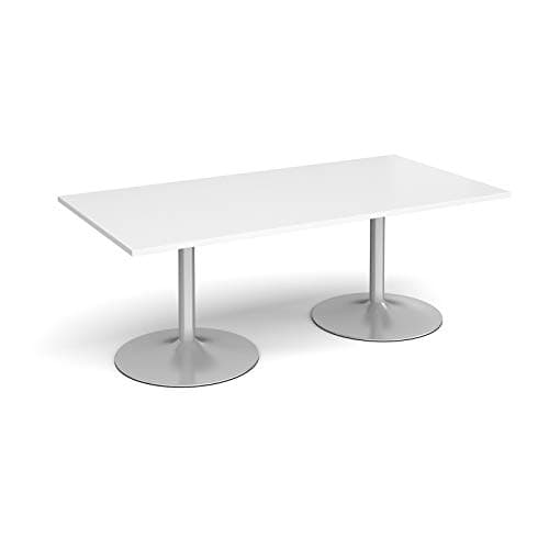 Image of Mr Office Trumpet base rectangular boardroom table - silver frame, White, 2000