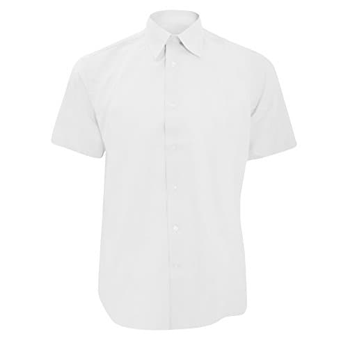 Image of Russell Collection Mens Short Sleeve Easy Care Tailored Oxford Shirt (18.5inch) (White)