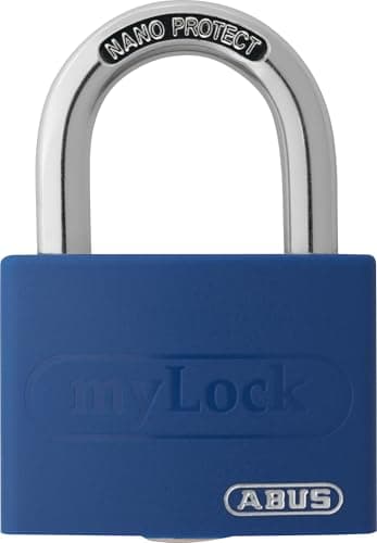 Image of ABUS Padlock T65AL/40 myLOCK - Individually writable - Locker Lock - Solid Aluminium Lock Body - ABUS Security Level 5 - Blue