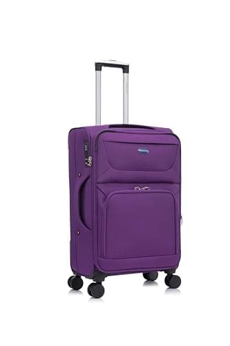 Image of Aerostar Medium 26” Lightweight Softshell Expandable Suitcase, Integrated Combination Lock, 4 Wheels Check in Luggage for 15 to 20kg (Purple Haze, 78 litres)