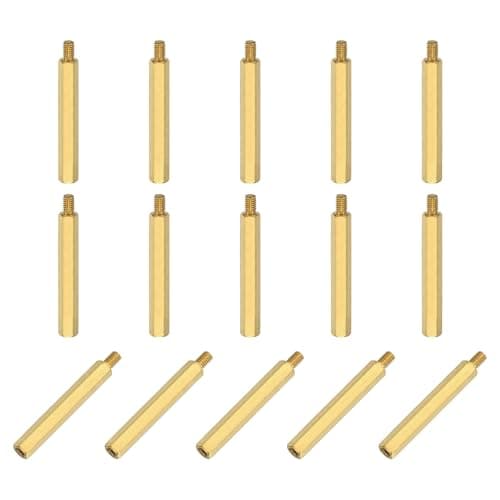 Image of sourcing map 15Pcs Male to Female Thread Spacer Screws, M4 x 40mm + 6mm Brass Hex Standoff Screws PCB Motherboard for Drone Quadcopter, Computer and Circuit Board