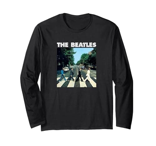 Image of The Beatles - Crossing Abbey Road Long Sleeve T-Shirt, Adult Unisex, Black, XX-Large