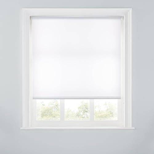 Image of A.Unique Home Premium Trimmable Daylight Roller Window Blind – Light Filtering Fabric,Child Safe Chain for Bedroom,Kitchen,Living Room – 2FT – WHITE - 60cm (W) x 170cm (L) | 23.6" (W) x 66.9" (L)