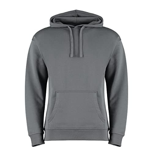 Image of Kustom Kit Men's Pullover Hoodie Regular Fit Hooded Sweatshirt, Dark Grey, SML