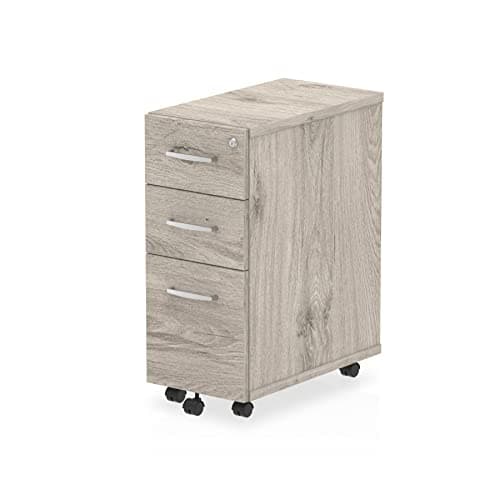 Image of Dynamic Office Solutions Impulse Narrow Under Desk Pedestal 3 Drawer Grey Oak