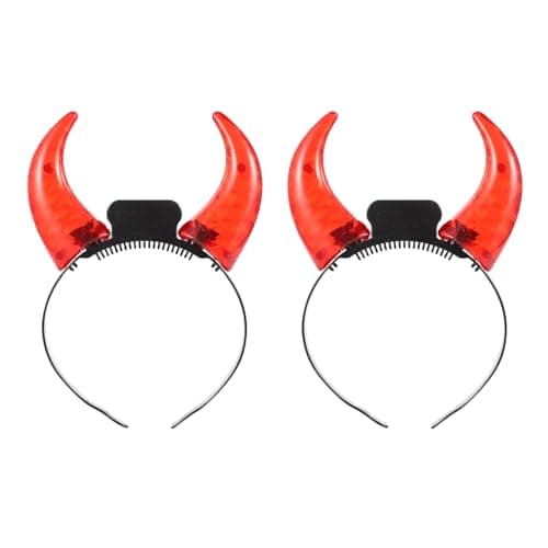 Image of BESPORTBLE 2pcs Led Devil Horns Halloween Headband - Light up Devil Horns Headband for Halloween Parties Costume and Themed Events Red