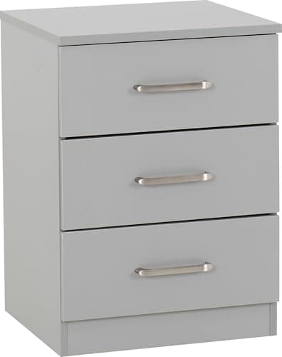 Image of Seconique Dakota 3 Drawer Bedside in Light Grey