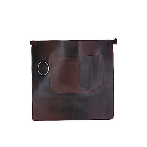 Image of Dark Brown Full Grain Leather Half Butcher -Cook-BBQ Apron -Cooking - Wood work - Cheff - BBq Grill Gift - DIY - Grill Apron