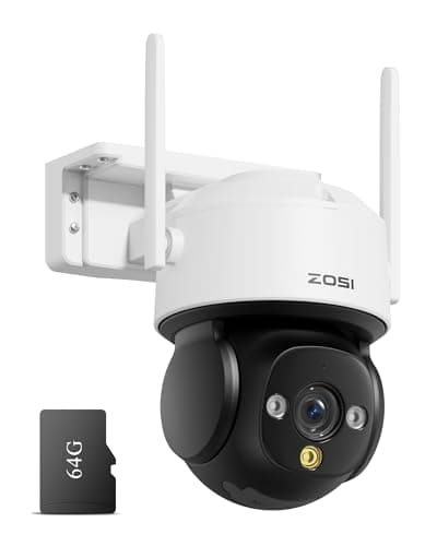 Image of ZOSI C290 8MP 4K UHD WiFi Security Camera Outdoor Indoor, Pan/Tilt CCTV Camera with 64GB Memory Card No Monthly Fee, 100ft Night Vision, AI Human Vehicle Detection, 2-Way Audio, Siren Alarm, Plug-in