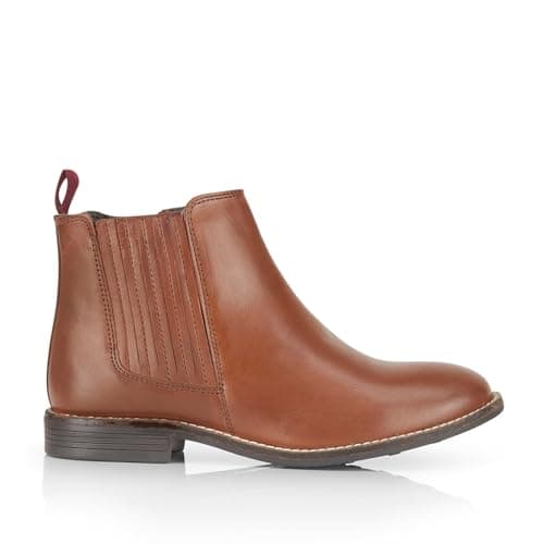 Image of Silver Street London Faith Premium Leather Womens Boots Comfortable Lightweight Chelsea Boots, Cognac, UK 8