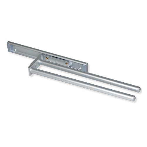 Image of Emuca - Pull-out towel rail with 2 arms, kitchen or bathroom towel rack from matt anodised aluminium, 310mm (12,2 inch) long