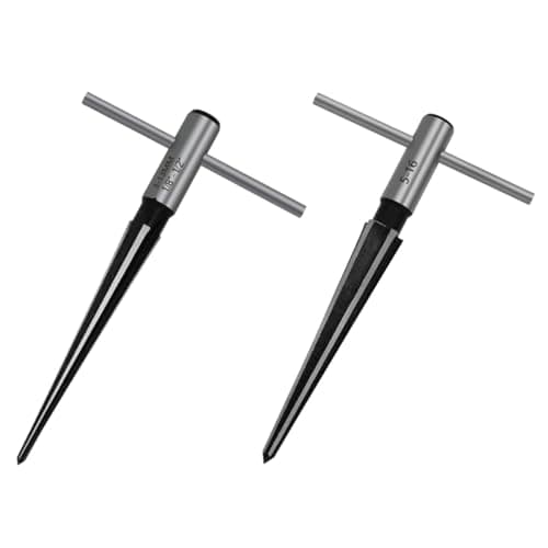 Image of Namvo 2PCS Tapered Reamer T Handle 6 Fluted Chamfer Bridge Pin Hole Hand Held Reamer Sizes 1/8"-1/2" (3-13mm) and 5''-5/8'' (5-16mm) Handle Drilling Tools