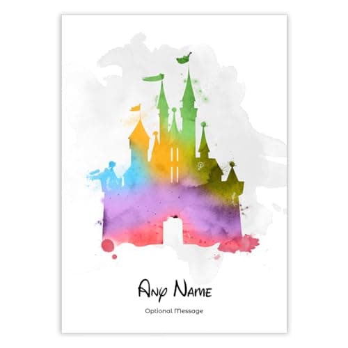 Image of Framed Occasions Cinderella Castle Watercolour Styled Art Print - Disneyland Walt Disney Castle Disneyworld Holiday Memories Keepsake Paris Orlando - Family Photo Frame - A3 A3 A4 Print Only