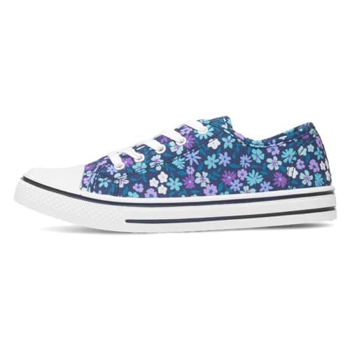 Image of Red Fish Womens Multi Floral Lace Up Canvas Shoe - Size 7 UK - Multicolour