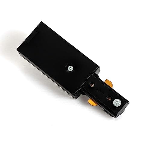 Image of VANoopee H Track Live End Feed Connector Black, H Type Track Lighting Accessories for Single Circuit 3-Wire-1 Track Rail, Track Connector for Halo Track System, LED Track Lighting Kit Easy Install