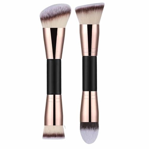 Image of Foundation Makeup Brushes, 2Pcs Premium Double-Ended Makeup Brush (Flat/Angled/Angled Round/Tapered Top) for Buffing Liquid, Cream, Powder, Blending Face Brush