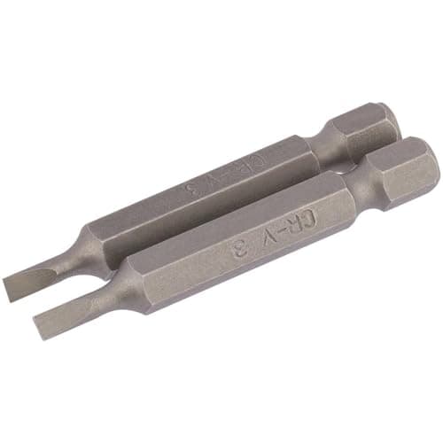 Image of Draper 64088 3mm 1/4" Hex Plain Slot Insert Bit 50mm Long (2 Piece)