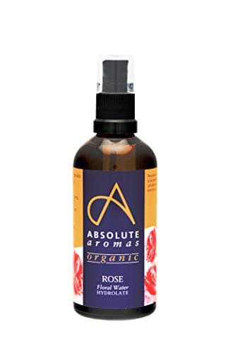 Image of Absolute Aromas Certified Organic Bulgarian Rose Water 100ml - Pure, Natural, Nourishing and Hydrating Facial Toner Spray - Suitable for All Skin Types - Glass Bottle with Spray Top