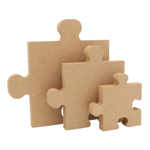 Image of MDF Puzzle Piece Multiple Sizes – Freestanding 18mm Wooden Craft Shape Blank Décor DoodleTech (Size: 150mm / Pack: 3)