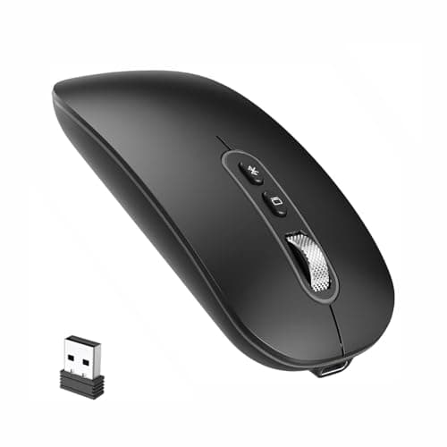 Image of cimetech Wireless Bluetooth Mouse (BT5.1 + 2.4G), Type-C Rechargeable Silent Mouse, Ultra-Slim Ergonomic Portable Mice for Business Travel & Library, Compatible with MacBook/iPad/Windows PC - Black