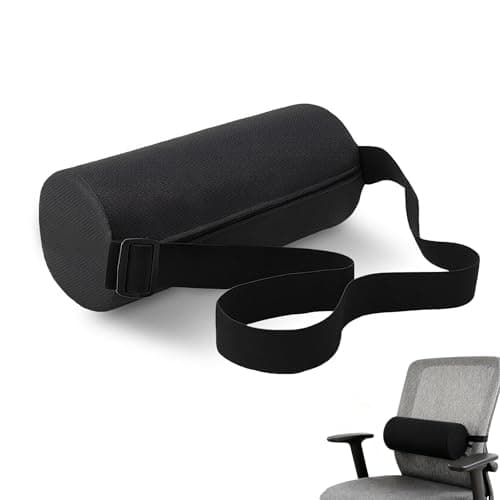 Image of Flhlxzm Lumbar Roll Pillow, Memory Foam Roll Pillow with Removable Washable Cover Ergonomic Neck Roll Pillow Cushion Length Back Support Roll for Office Chair Car Couch (Black)
