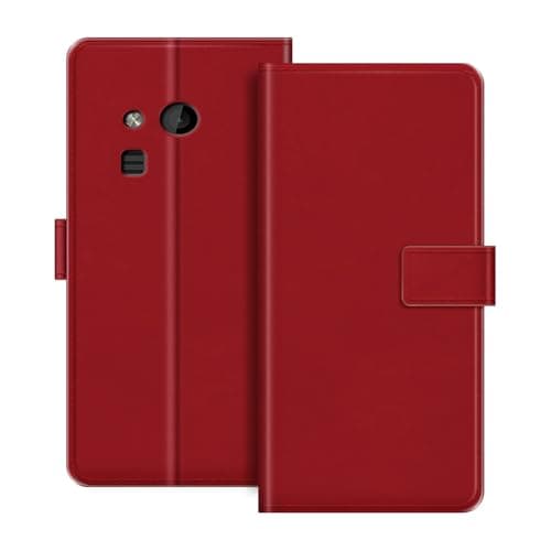 Image of ESACMOT Leather Wallet Case Compatible with Nokia 216 Flip Cover with Card Holder & Kickstand, Magnetic Closure, Shockproof Folio Colorful Style (Red)