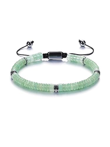 Image of Jovivi Mens Crystal Bead Bracelet Green Aventurine Stone Anxiety Protection Healing Bracelets Jewellery Gifts for Men Him Boyfriend Husband Dad Valentines Anniversary Father's Day