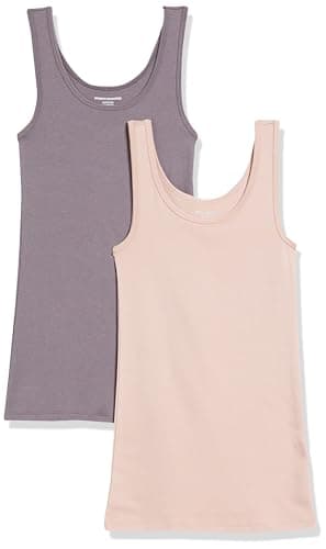 Image of Amazon Essentials Women's Slim-Fit Vest, Pack of 2, Blush/Mauve, M