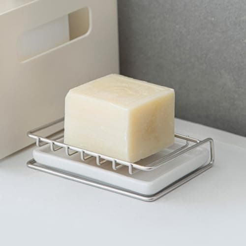 Image of SHIMOYAMA Soap Holder, Stainless Steel Soap Dish with Drip Tray for Bathroom, Quick Drying Sponge Holder for Shower, Kitchen, Sink