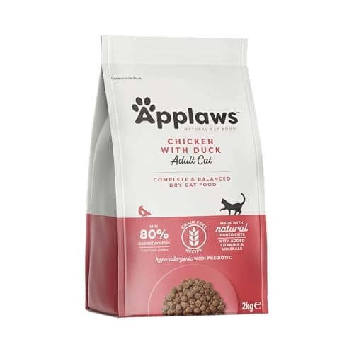 Image of Applaws Complete and Grain Free Dry Cat Food 2kg, Chicken with Extra Duck for Adult Cats