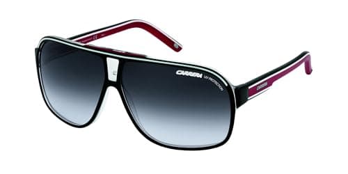 Image of Carrera Unisex's Grand Prix 2 9O T4O Sunglasses, Bkcr Bkwhred/Dark Grey Sf, 64