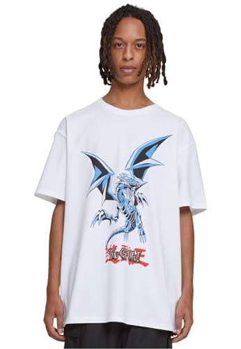 Image of Mister Tee Men's Yu-Ghi-Oh Blue Eyes White Dragon Heavy Oversize Tee T-Shirt, White,