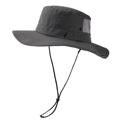 Image of TOP-EX XL/XXL Wide Brim Sun Hat for Men UPF 50+ Waterproof & Windproof Outdoor Hat with Sunglasses Lock – Lightweight, Packable & Breathable for Summer (UK, Alpha, L, XL, 94605#Darkgrey)