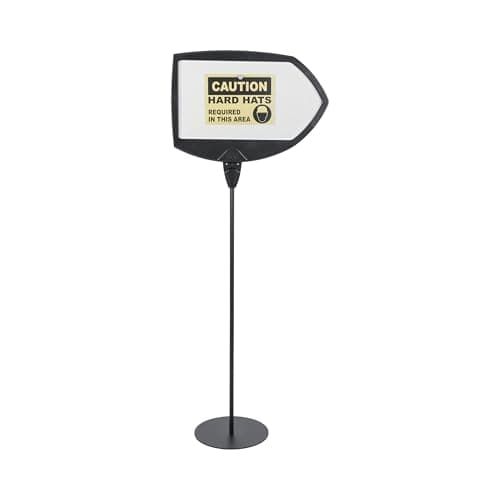 Image of Bi-Office Floor Safety Sign, Magnetic Arrow, Drywipe Surface, Black, Angle Adjustable, 62.5 x 44.5 x 159.5 cm