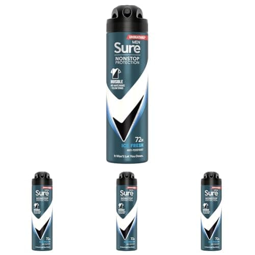 Image of Sure Men Invisible Ice Fresh Nonstop Protection Anti-perspirant Deodorant Aerosol 150 ml (Pack of 4)