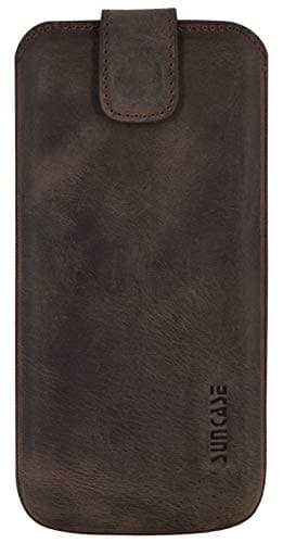 Image of Suncase Genuine Leather Case Compatible with Nokia 5710 Xpress Audio with Pull-Up Strap and Magnetic Closure Antique Dark Brown