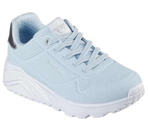 Image of Skechers Girl's Uno Lite Sneakers, Light Blue Synthetic/Silver Trim, 9.5 UK Child