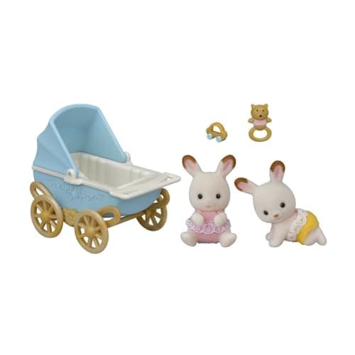 Image of Sylvanian Families Chocolate Rabbit Twins Set - dollhouse playset 5432