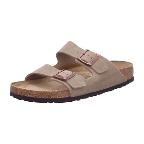 Image of Birkenstock Arizona Unisex Adult Sandals Oiled Nubuck Leather Soft Bed Normal Brown 49