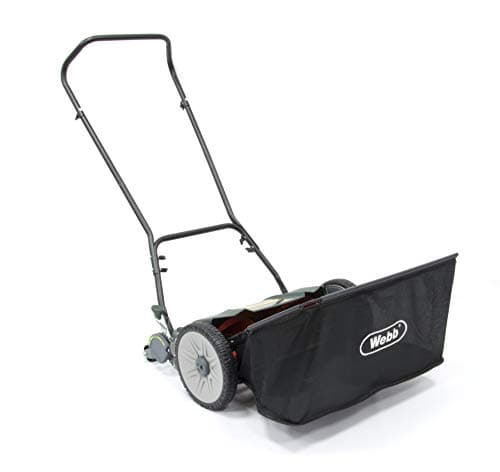 Image of Webb WEH18 Contact Free Manual Cylinder Lawnmower with Rear Roller, 9 Cutting Heights, 46cm Cutting Width and 22L Collection Bag - 3 Year Guarantee