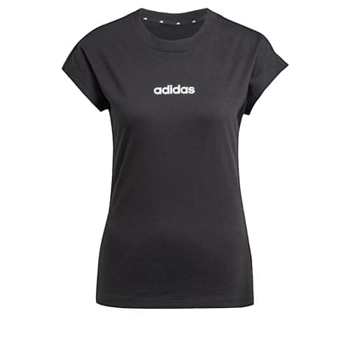 Image of adidas Women's Essentials Linear Cotton T-Shirt, Black/White, XS