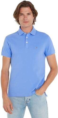 Image of Tommy Hilfiger Men’s Short Sleeve 1985 Slim Fit Polo Shirt, Blue (Blue Spell), L
