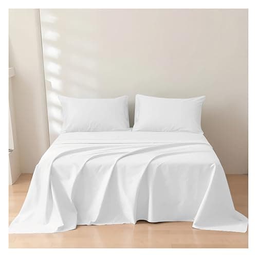 Image of Rehan & Co King Size Flat Sheet White 100% Egyptian Cotton 300 Thread Count Hotel Quality Bedding Plain Dyed Breathable Flat Bed Sheets (250cm x 280cm)