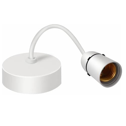 Image of Oiieco E27 Screw Lamp Holder Ceiling Pendant Light Fitting, 8”(200mm) White Plastic Light Bulb Holder with Ceiling Rose for Kitchen, Living Room, Bedroom, Dining Room Lighting – Energy Class A