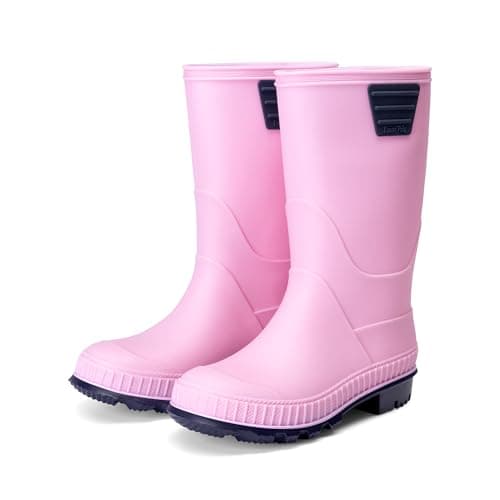 Image of DREAM PAIRS Kids Rain Boots Easy-On Lightweight Non-Slip Outsole for Boys & Girls Outdoor Rainy Day Play,Size 2 Big Kid,Pink,KKUMRB2506
