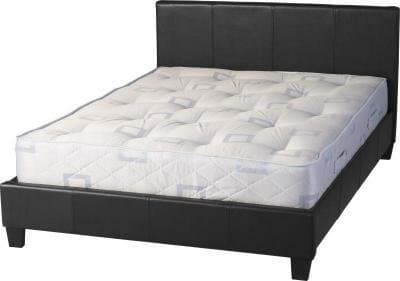 Image of Seconique Prado Leather Bed Frame, 4ft 6in Double Bed Frame, Black