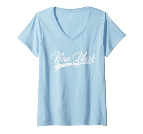 Image of Womens New York Classic Vintage NY Sports V-Neck T-Shirt